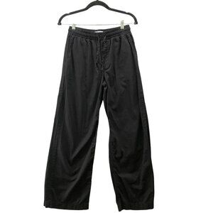 NA-KD Pull On Wide Leg Pants Womens XS (34) Black Soft Denim Elastic Waist High
